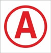 Знак А аварийный светильник (пленка 50х50 мм)